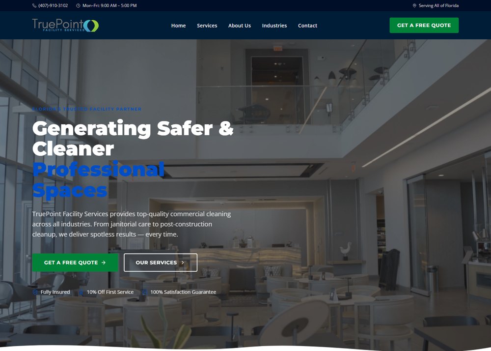 The TruePoint Facility Services website we built